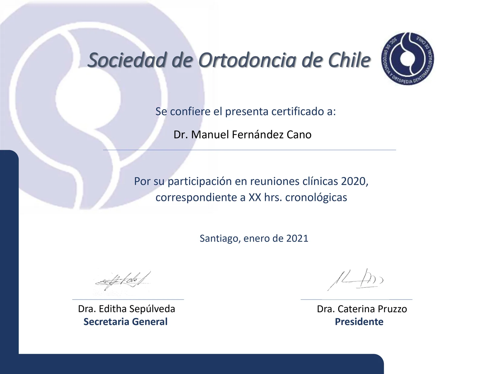 Sociedad de Ortodoncia de Chile · reuniones clínicas 2020